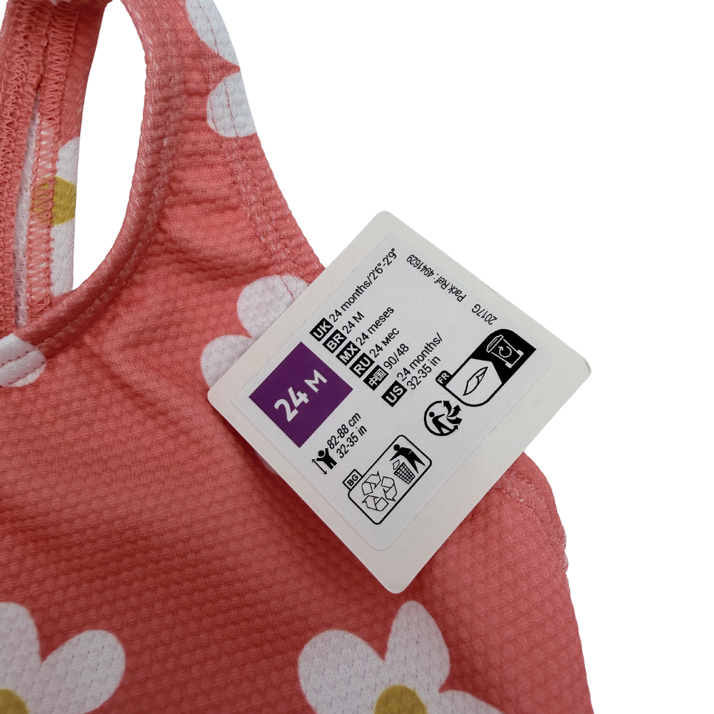 Maillot de bain corail imprimé fleurs — 24 mois