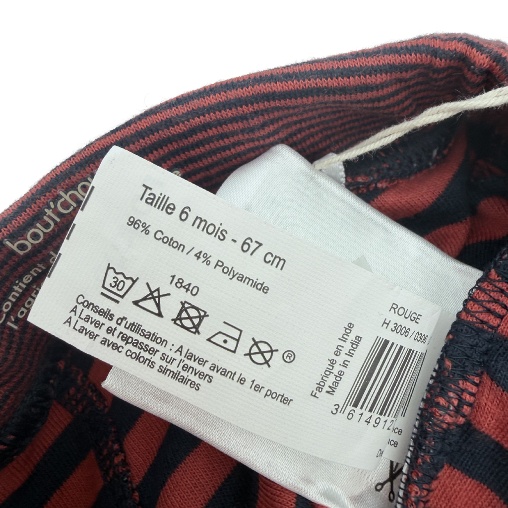 Pantalon rayé rouge et bleu - 6 mois