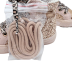 Baskets montantes enfant rose poudré et doré pailleté - 23