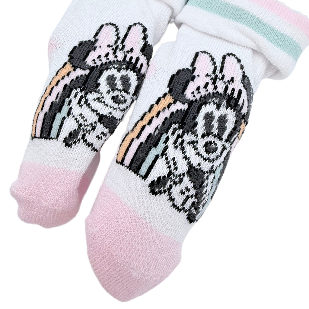 Chaussettes Minnie Mouse blanches et roses – 6/12 mois