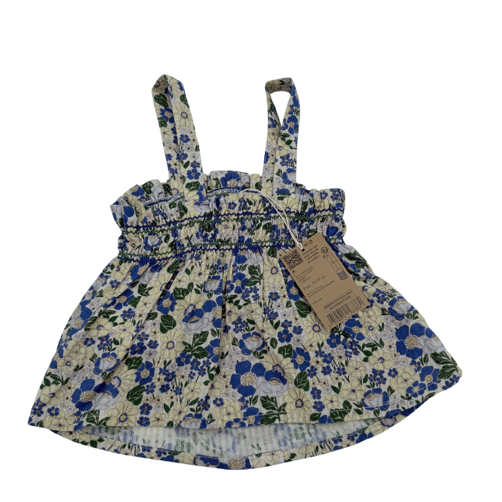 Top à bretelles imprimé fleurs bleues — 3 ans