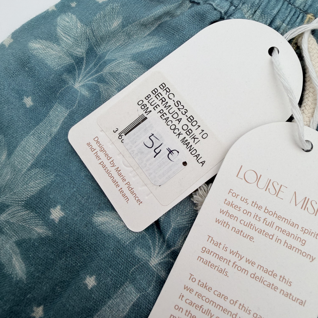 Short bleu imprimé palmiers — 6 mois