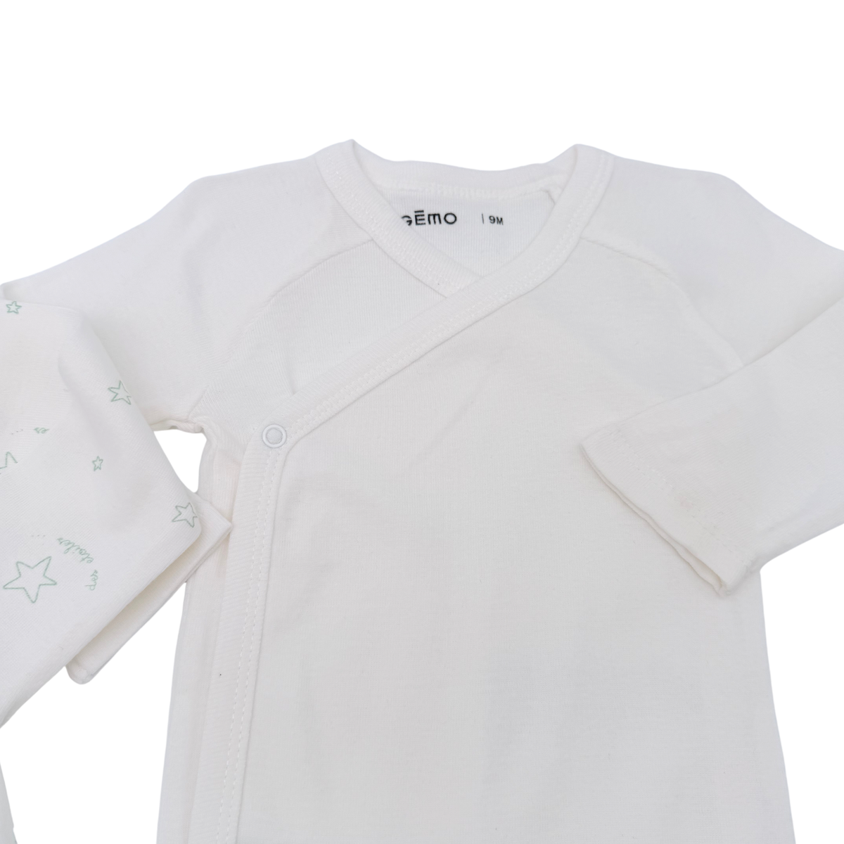 Lot de 3 bodies cache-cœur blanc et vert sauge - 9 mois