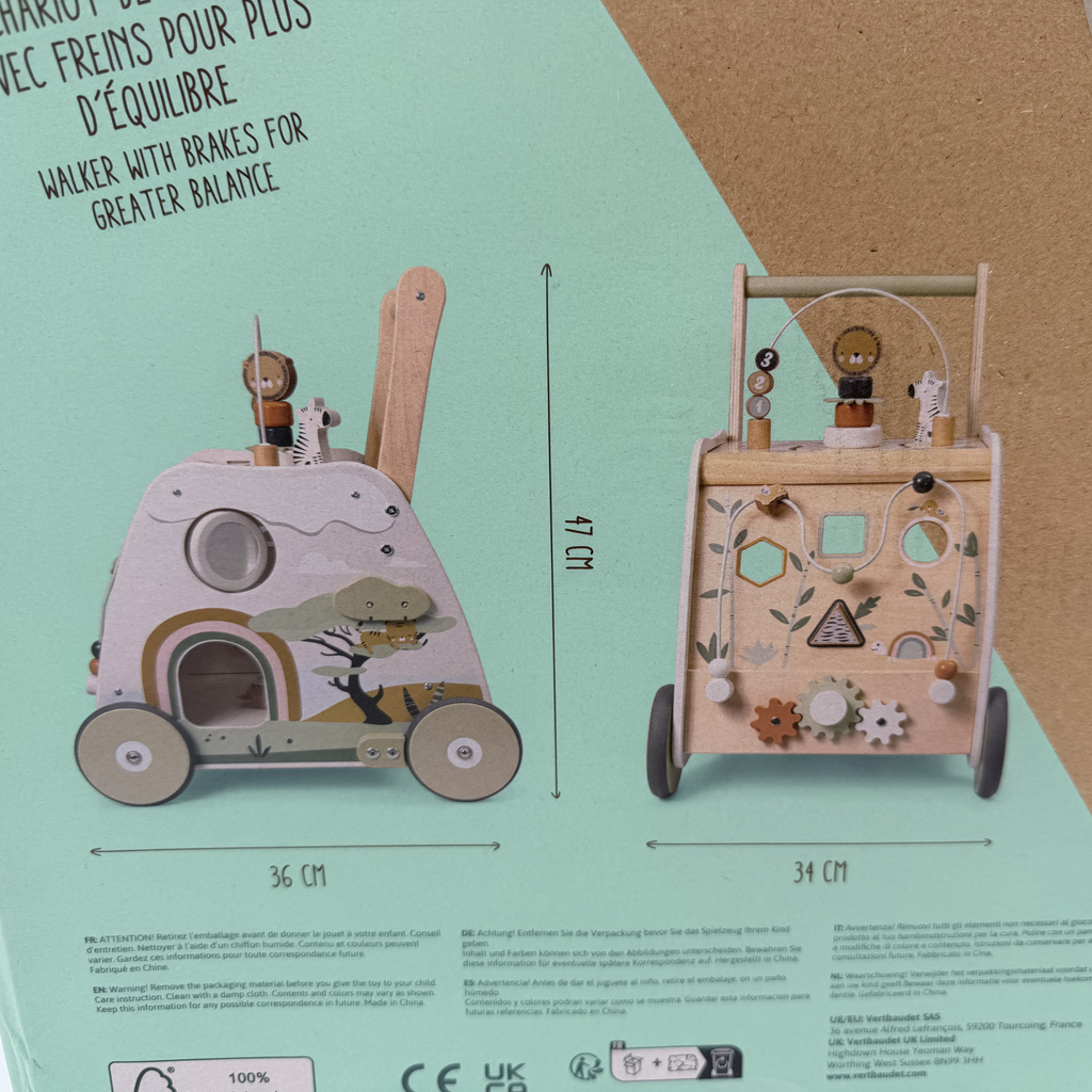 Chariot de marche multi-activités Tanzanie en bois