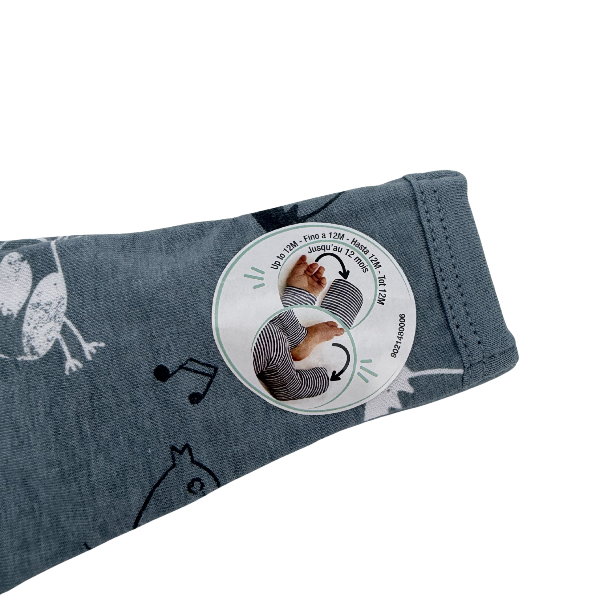 Pyjama zippé gris imprimé oiseaux — 1 mois