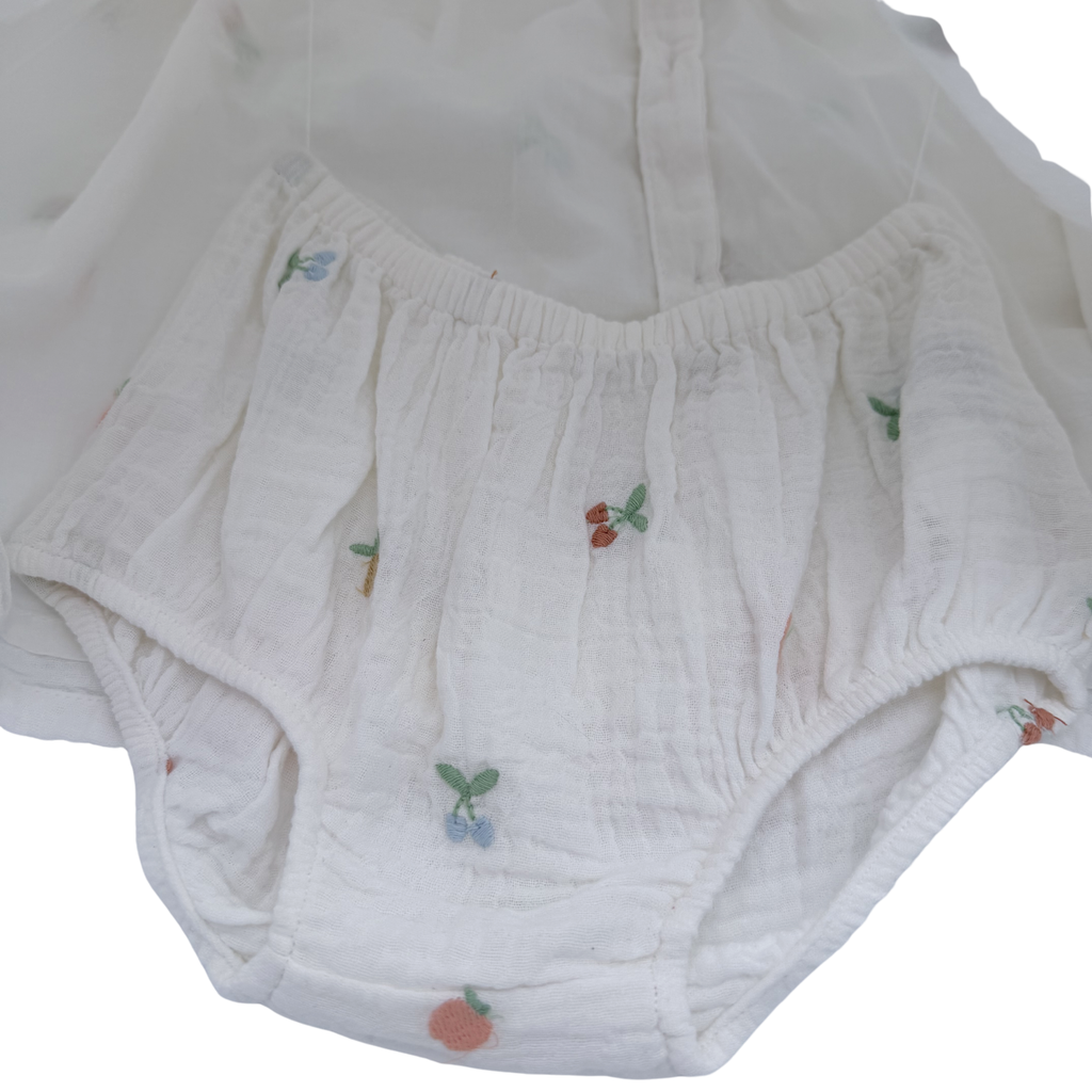 Robe gaze de coton fruits brodés — 18 mois