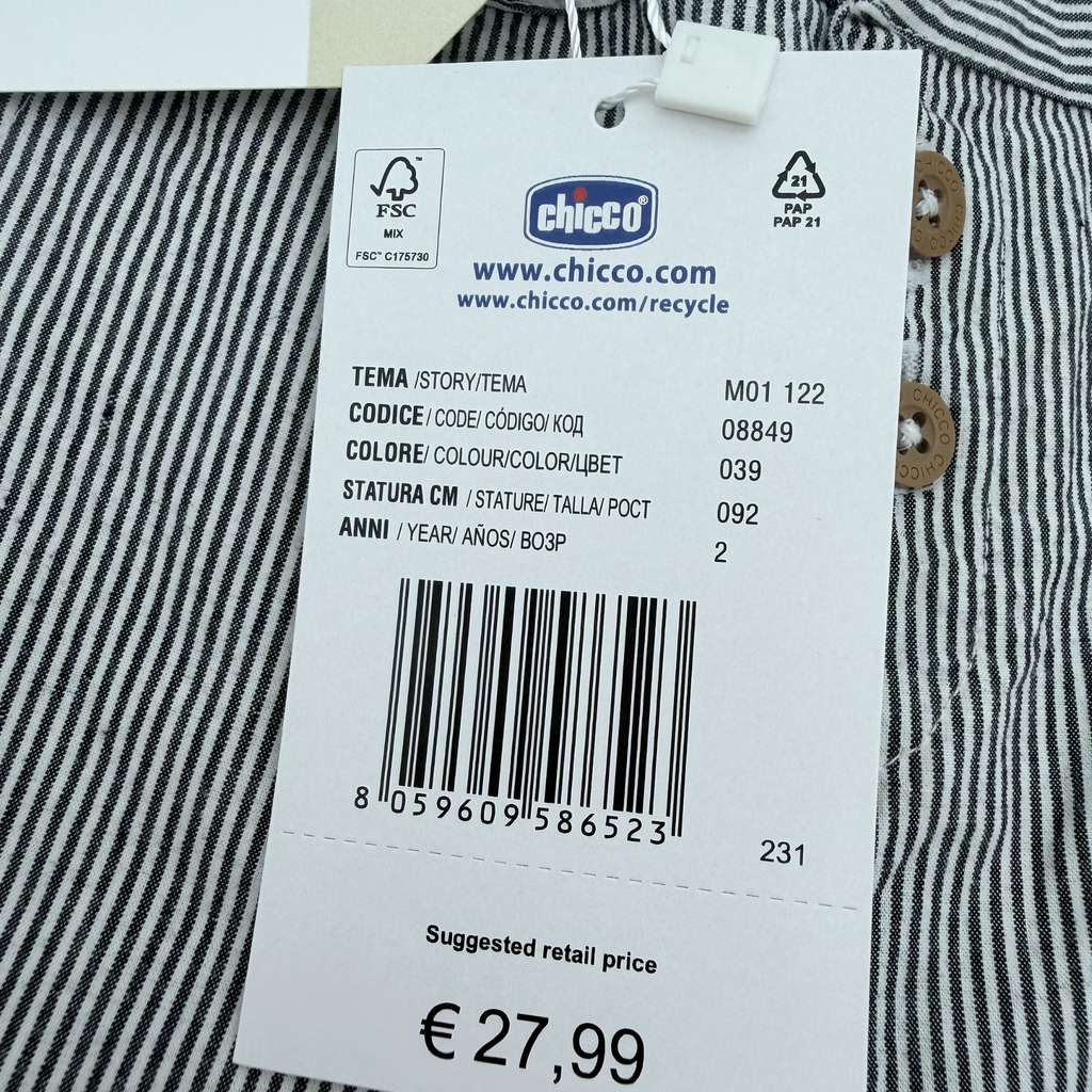Pantalon rayé gris et blanc en coton — 2 ans