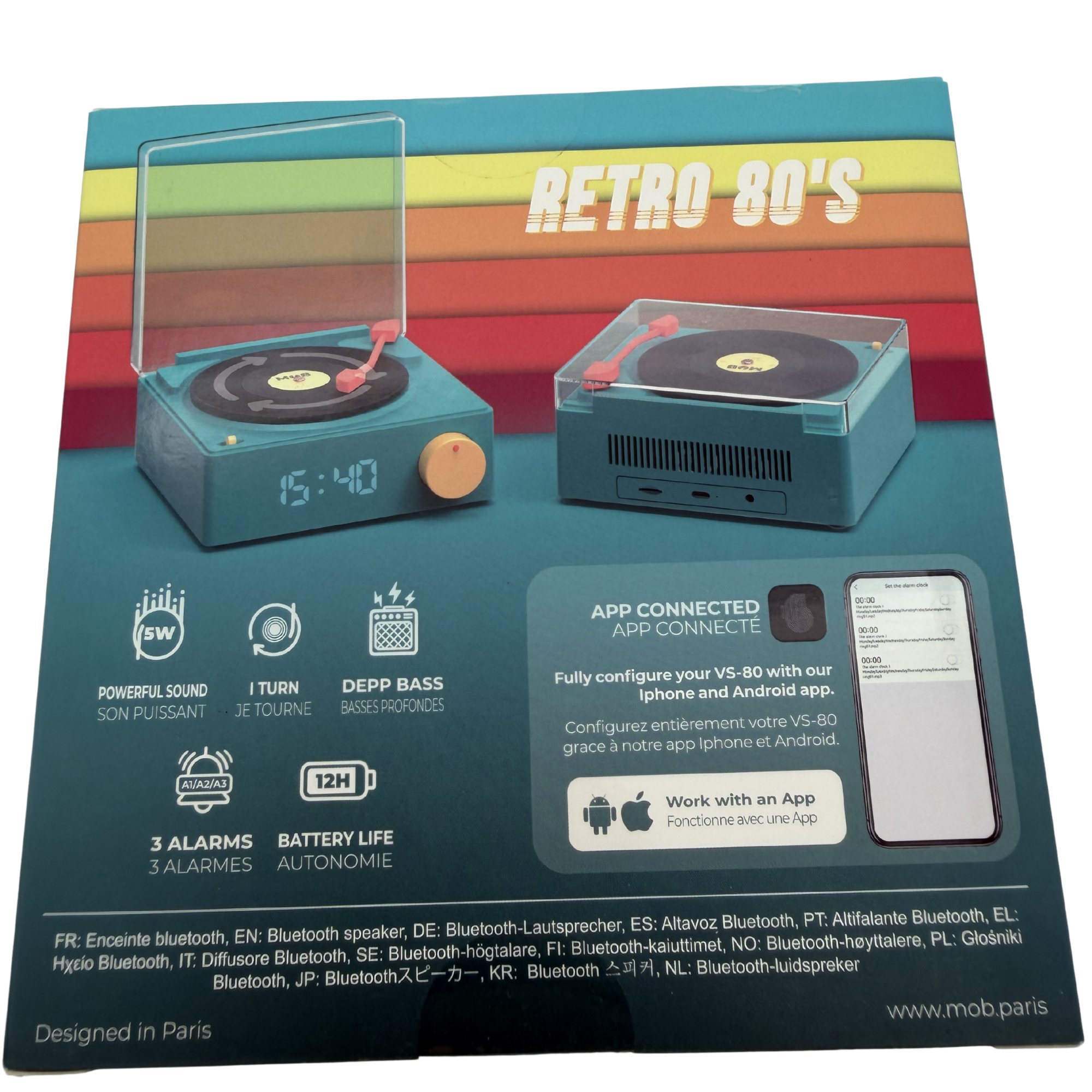 Enceinte bluetooth rétro avec réveil intégré VS-80