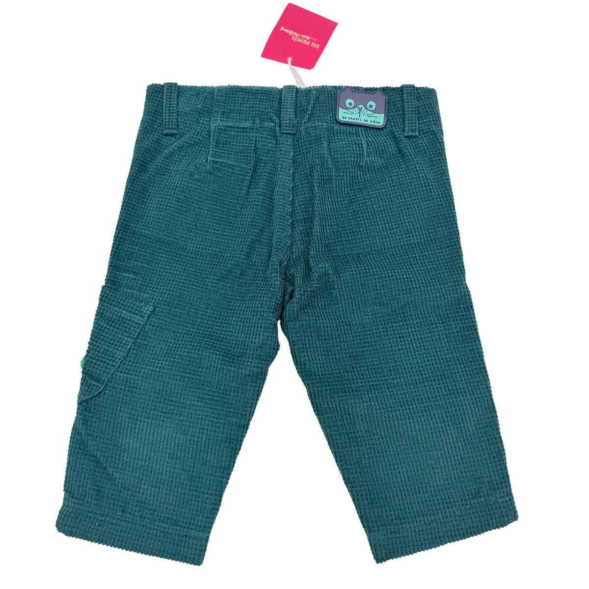 Pantalon vert canard en velours côtelé à poche cargo - 6 mois