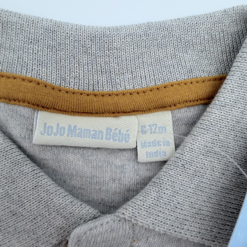 Body polo gris imprimé animaux safari — 6-12 mois