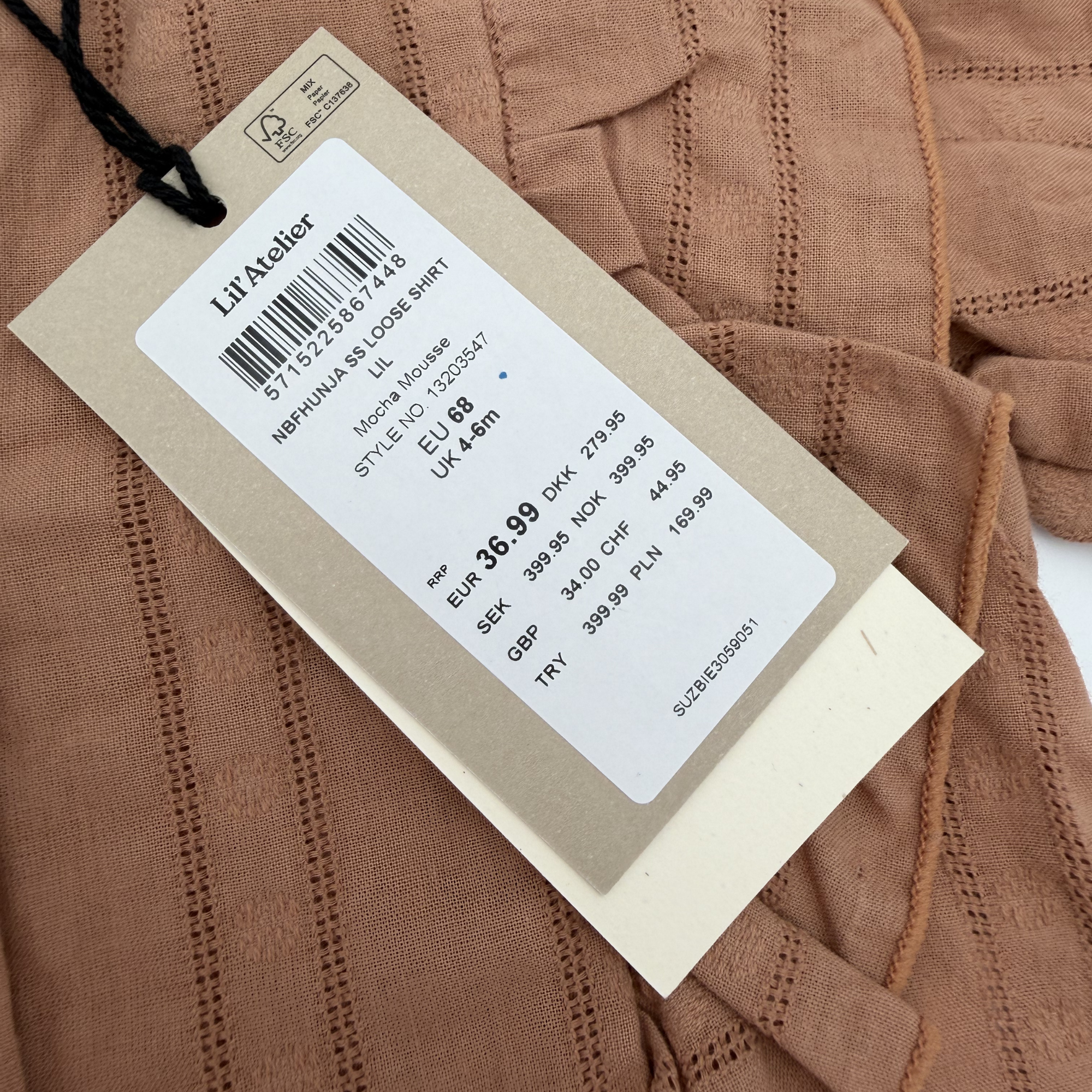 Blouse marron — 4-6 mois