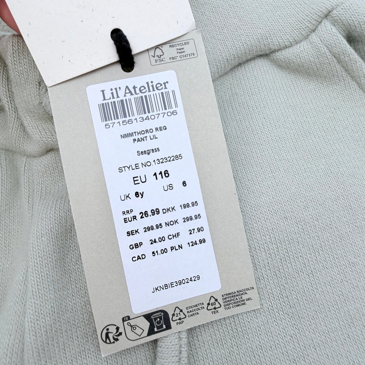Pantalon vert sauge - 5-6 ans