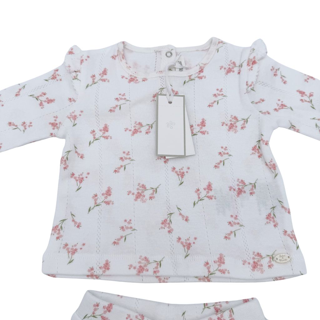Ensemble blanc imprimé fleurs — 3 mois
