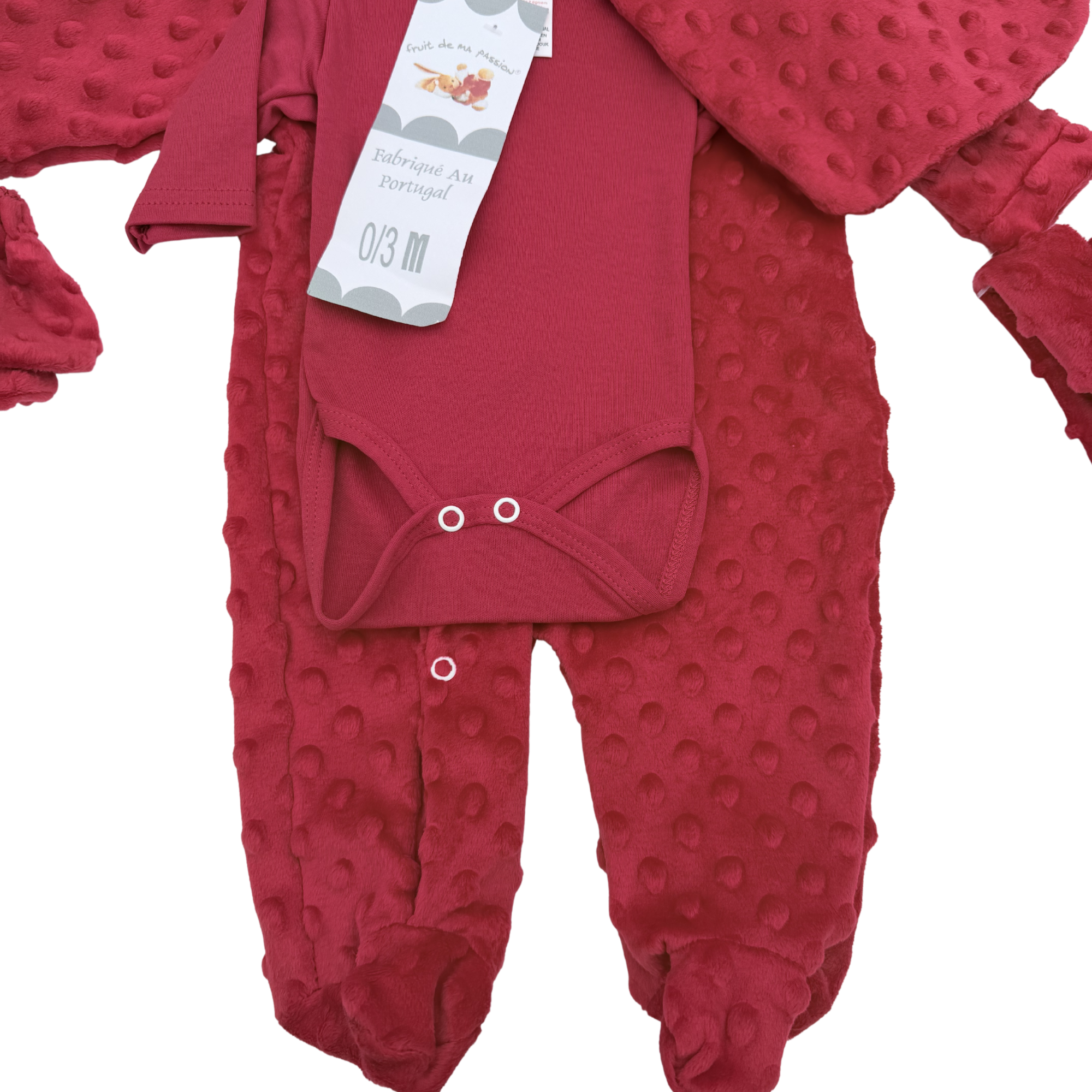 Ensemble naissance rouge texturé 5 pièces — 0-3 mois