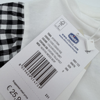 Robe vichy noir et blanc avec cerises roses — 9 mois