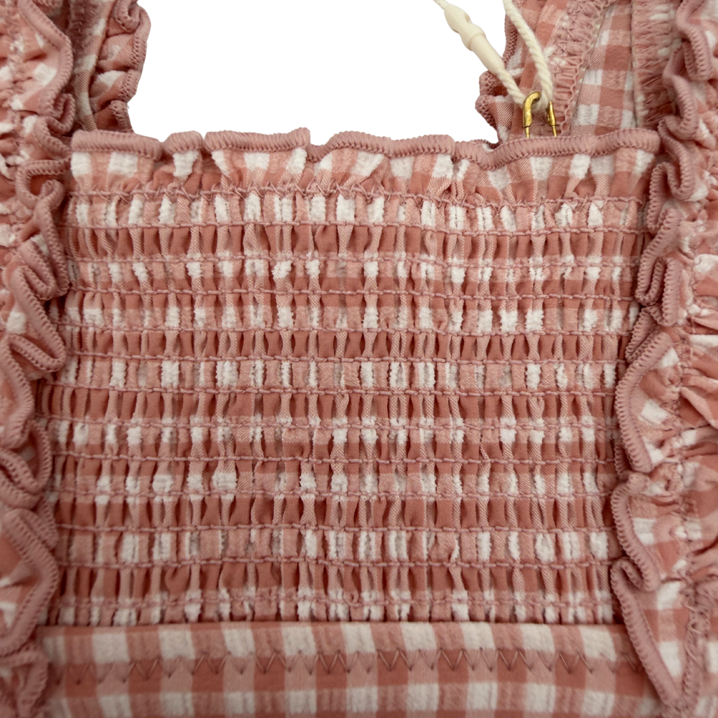 Maillot de bain à carreaux avec volants — 6 mois