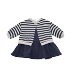 Robe bi-matière rayée et gaze de coton — 9-12 mois