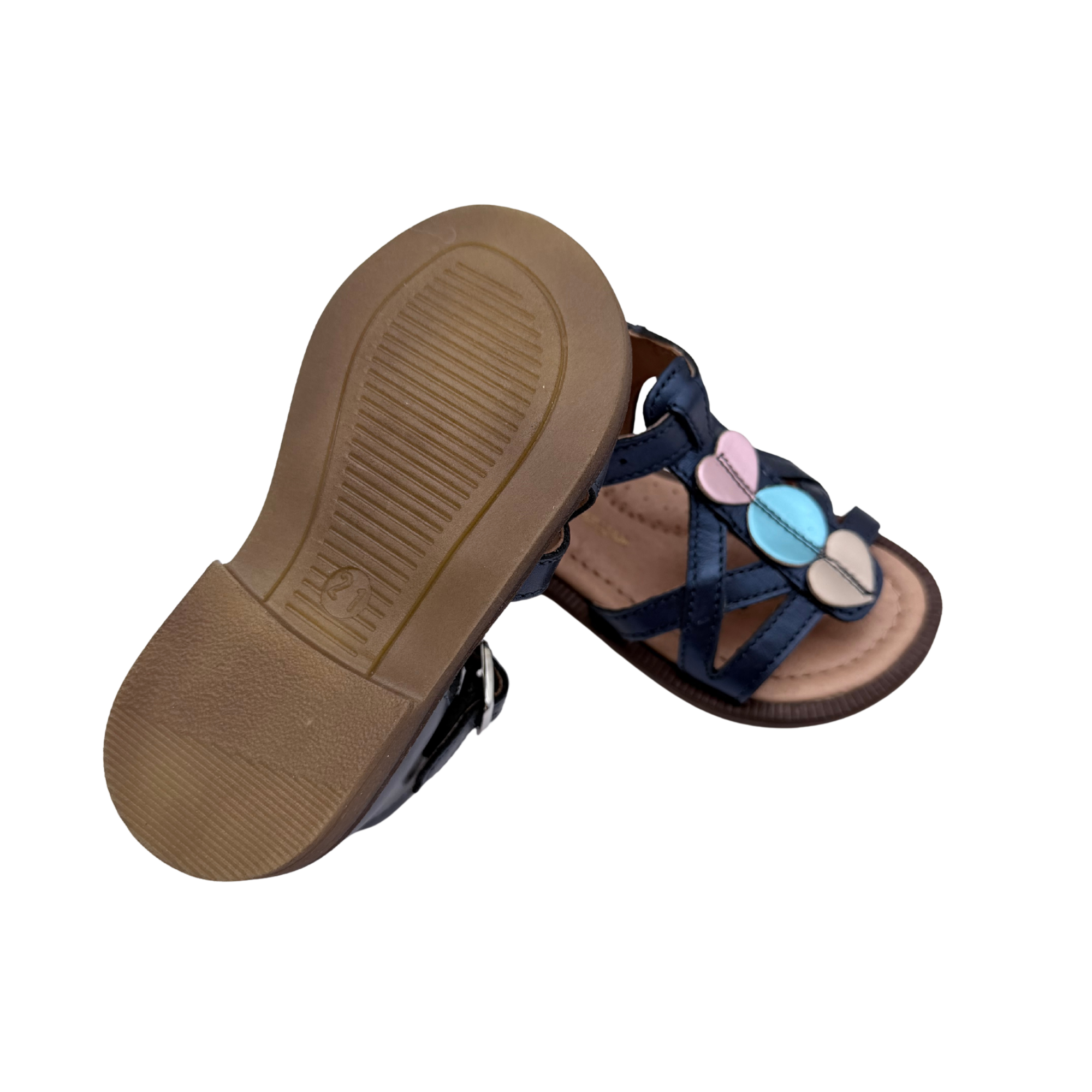 Sandales bleu marine à pastilles multicolores — 21