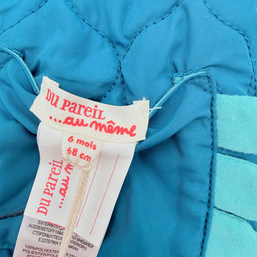 Veste réversible bébé écrue et bleu canard - 6 mois
