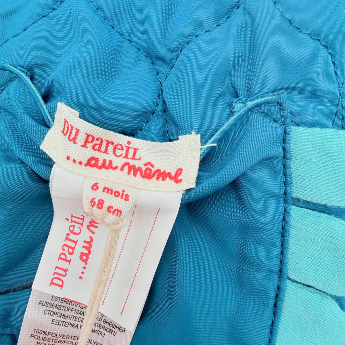 Veste réversible bébé écrue et bleu canard - 6 mois