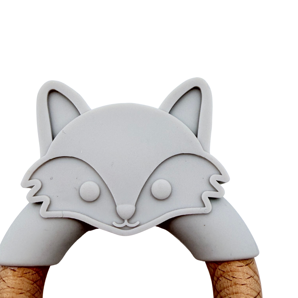 Anneau de dentition renard gris et bois