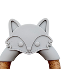 Anneau de dentition renard gris et bois