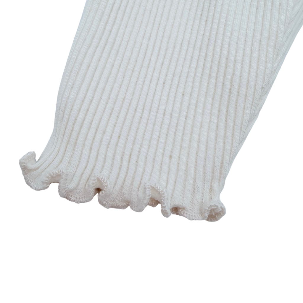 Legging bébé écru côtelé à boutons décoratifs - 3 mois