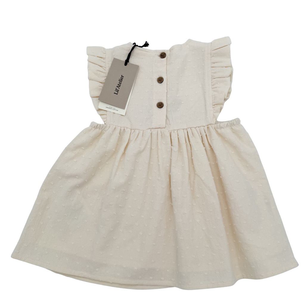 Robe plumetis écrue — 6-9 mois