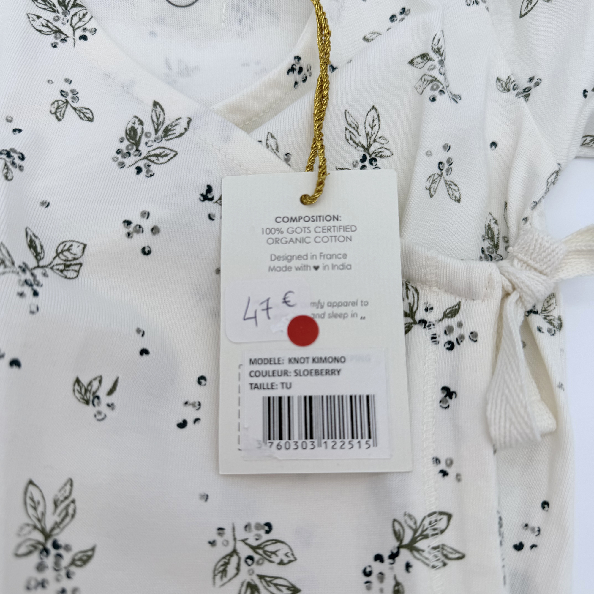 Kimono noué Californian Sloeberry — 0-3 mois