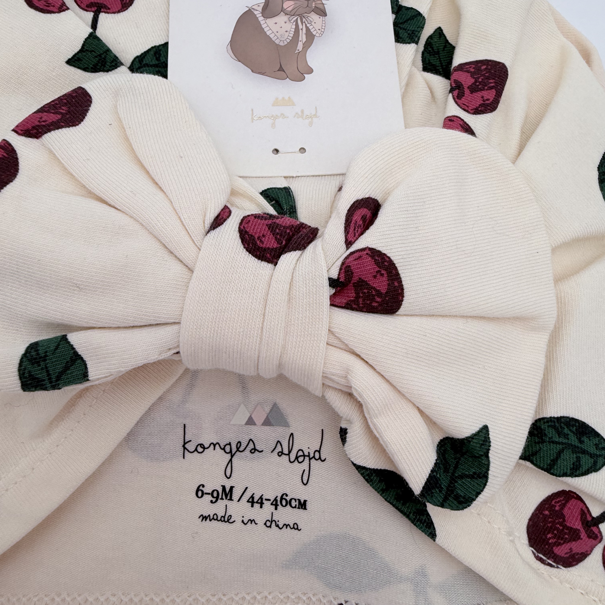Lot de 2 bonnets bébé à nœud cerises — 6-9 mois