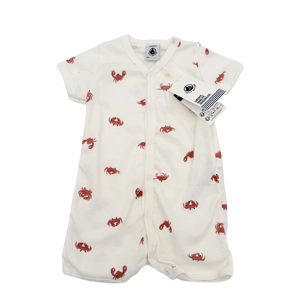 Combishort blanc imprimé crabes — 3 mois
