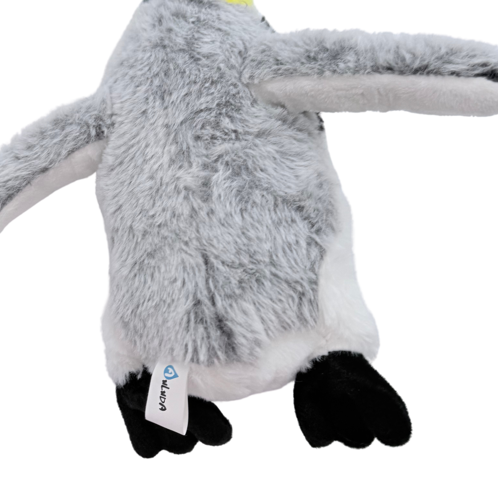 Peluche pingouin blanc noir et jaune - 28 cm