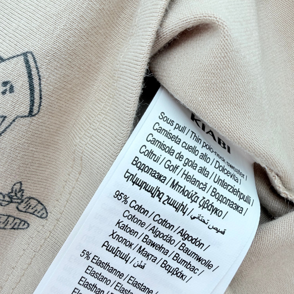 Sous-pull bébé beige imprimé lapins et jardin - 6 mois