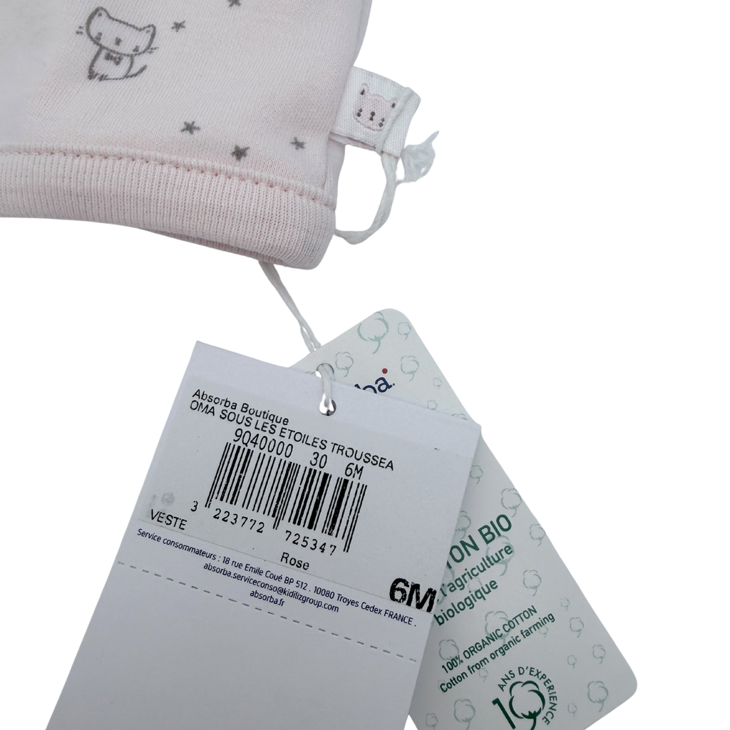 Gilet rose pâle imprimé étoiles — 6 mois