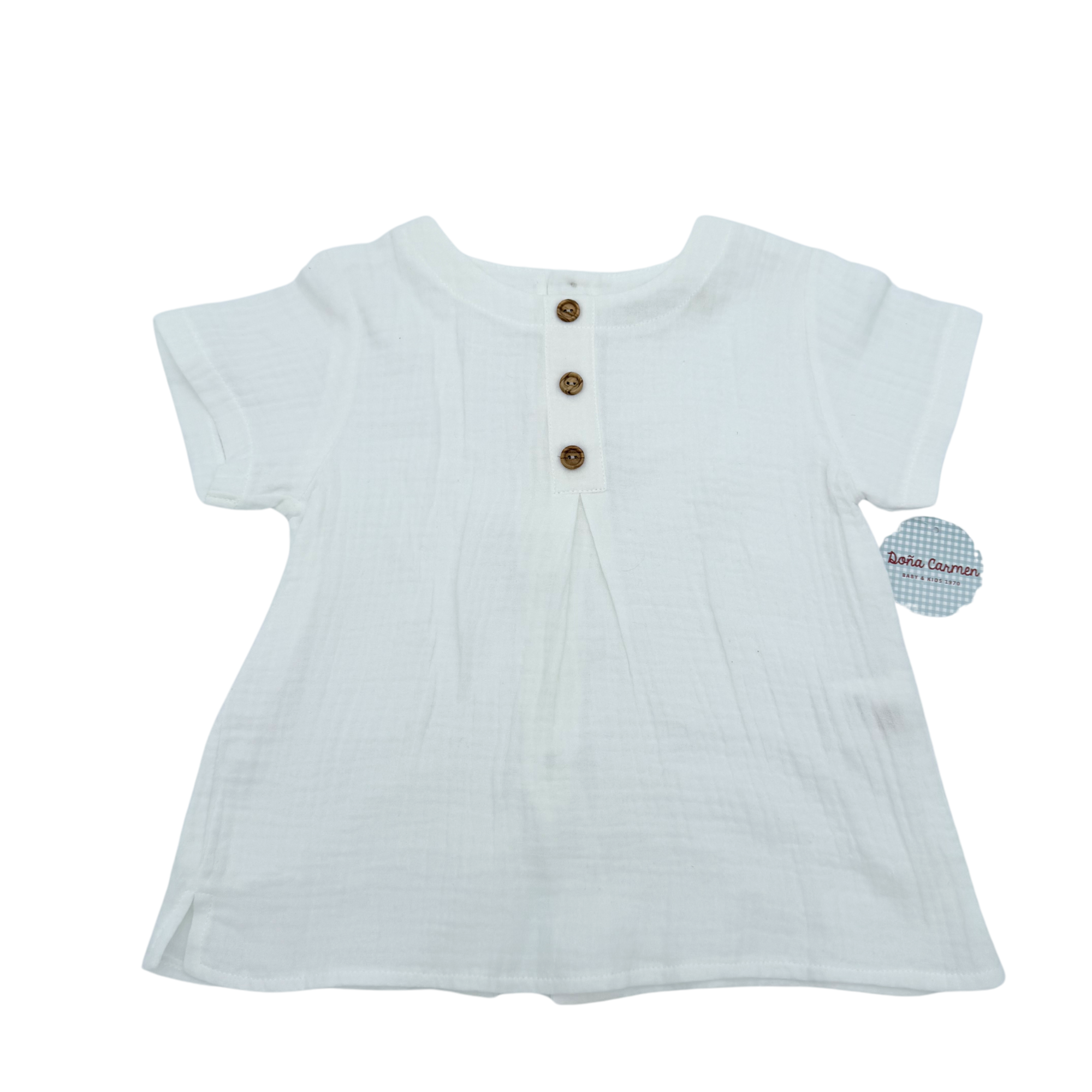 Blouse gaze de coton blanche — 24 mois