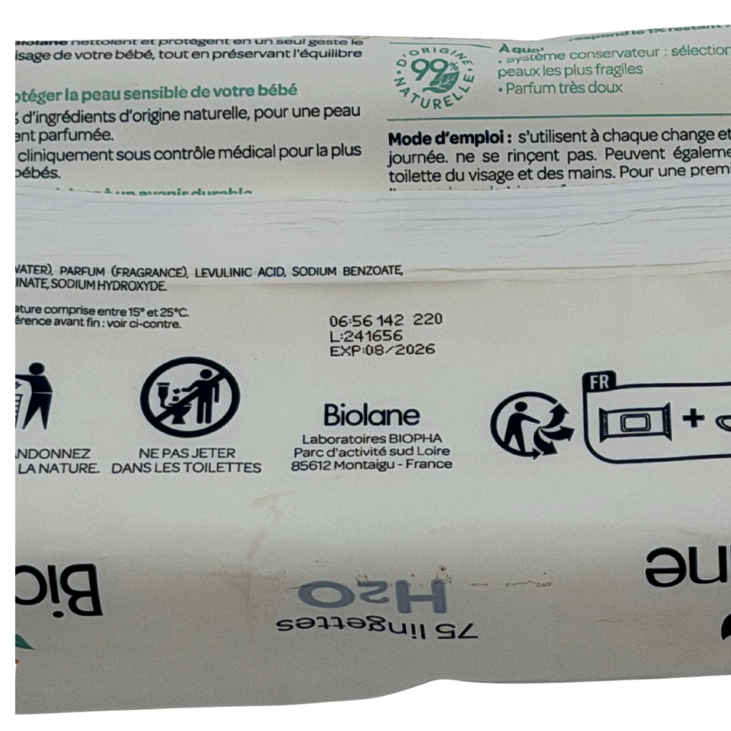 Paquet de 75 lingettes H2O