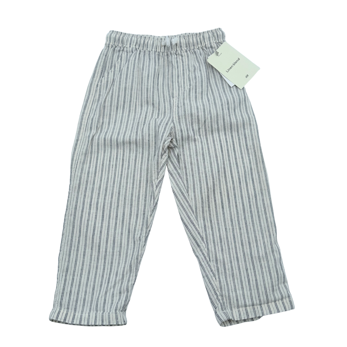 Pantalon enfant rayé en mélange de lin écru et bleu - 18-24 mois