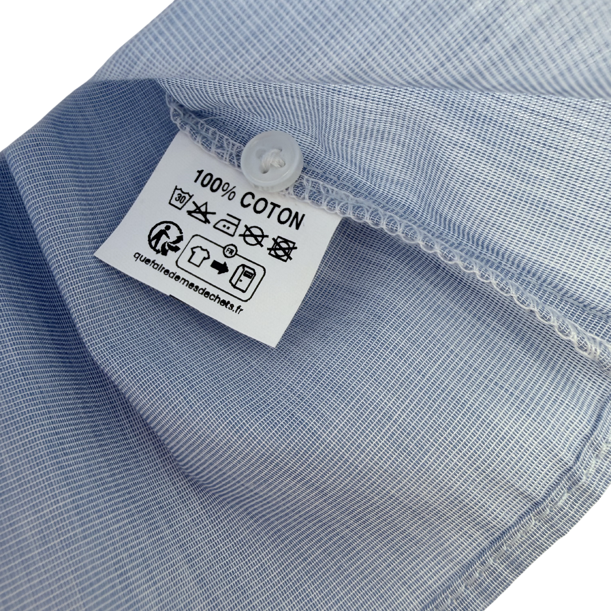 Blouse bleu clair à col volanté — 6 mois