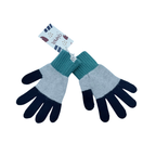 Gants tricolores bleu marine, bleu ciel et vert - 6-10 ans
