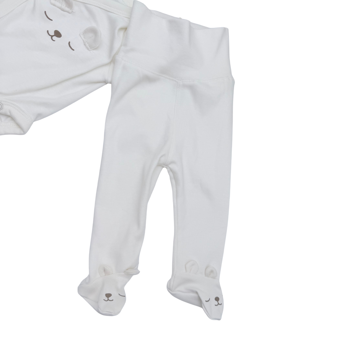 Ensemble bébé blanc body et pantalon motif ourson - 0-1 mois