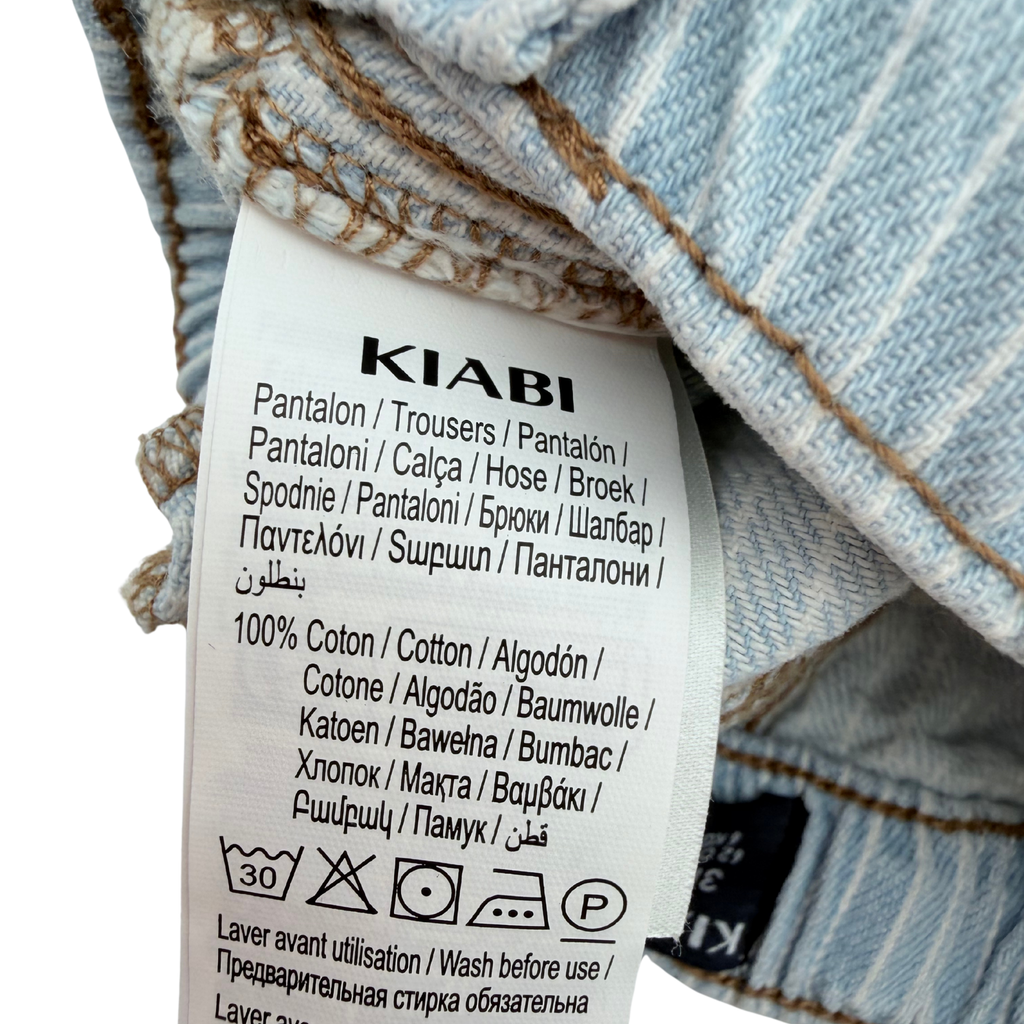 Pantalon en denim bleu clair à fines rayures - 3 mois