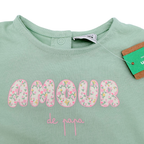 T-shirt fille vert d’eau « Amour de papa » - 36 mois