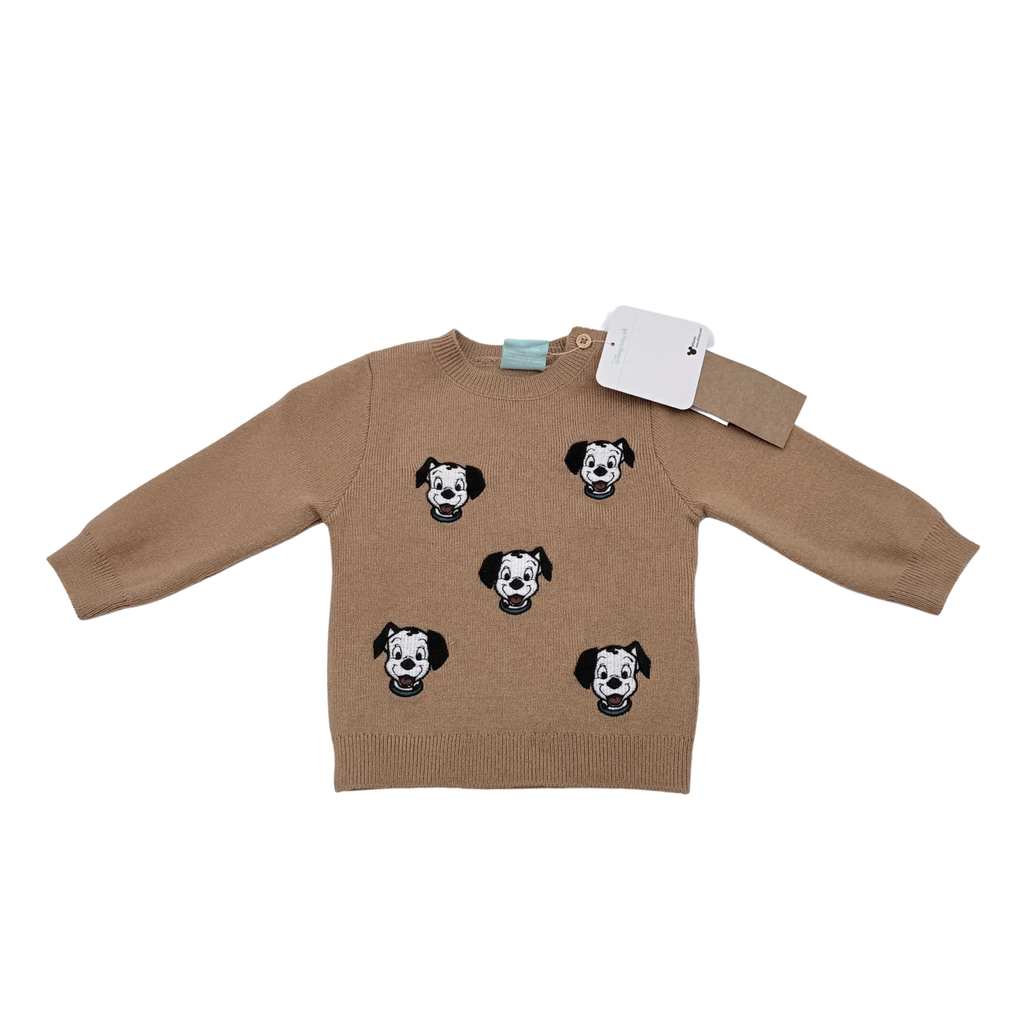 Pull bébé beige motifs 101 Dalmatiens - 3 mois