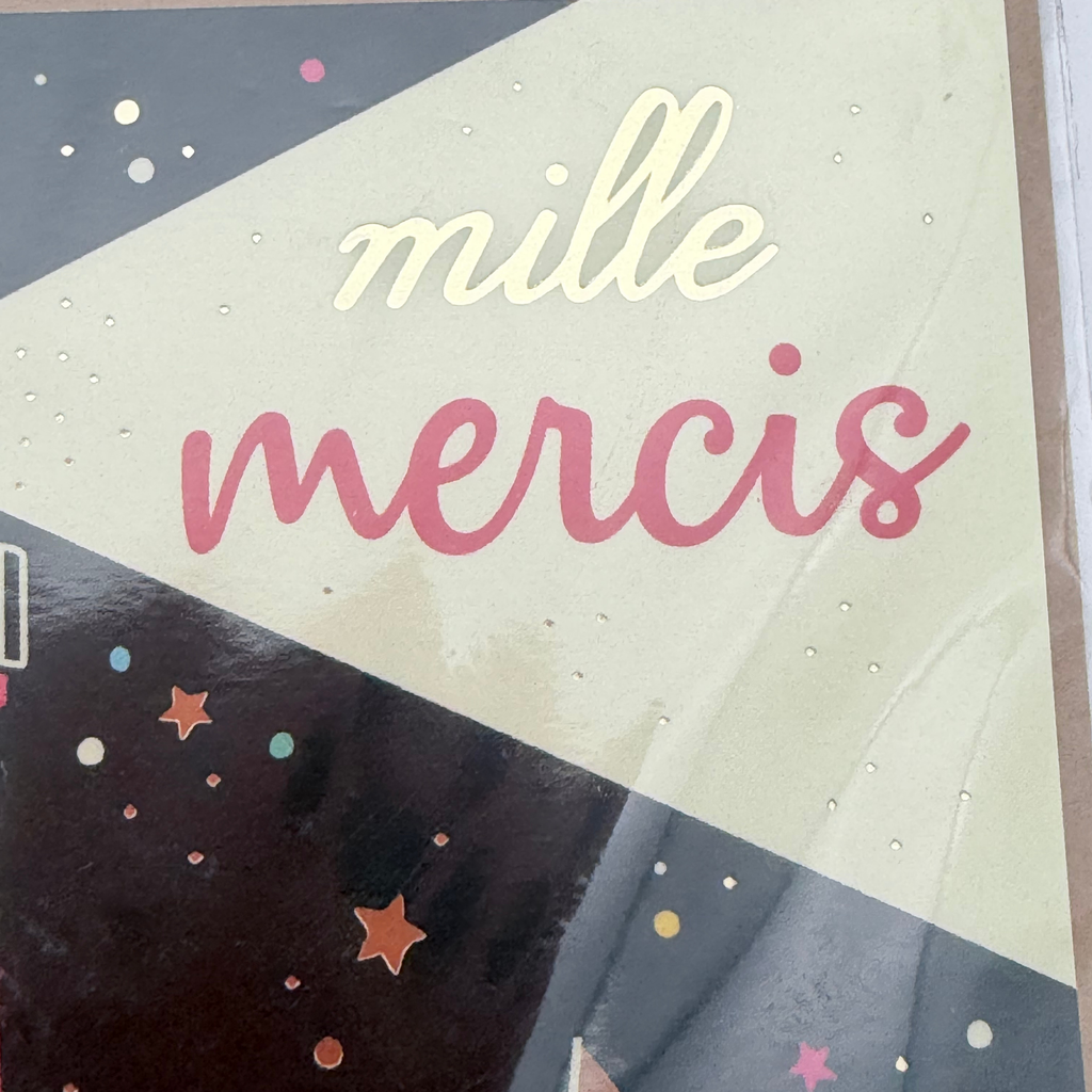 Carte illustrée « Mille Mercis » à graines gravées
