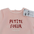 Pyjama bébé rose “Petite sœur rebelle” - 12 mois
