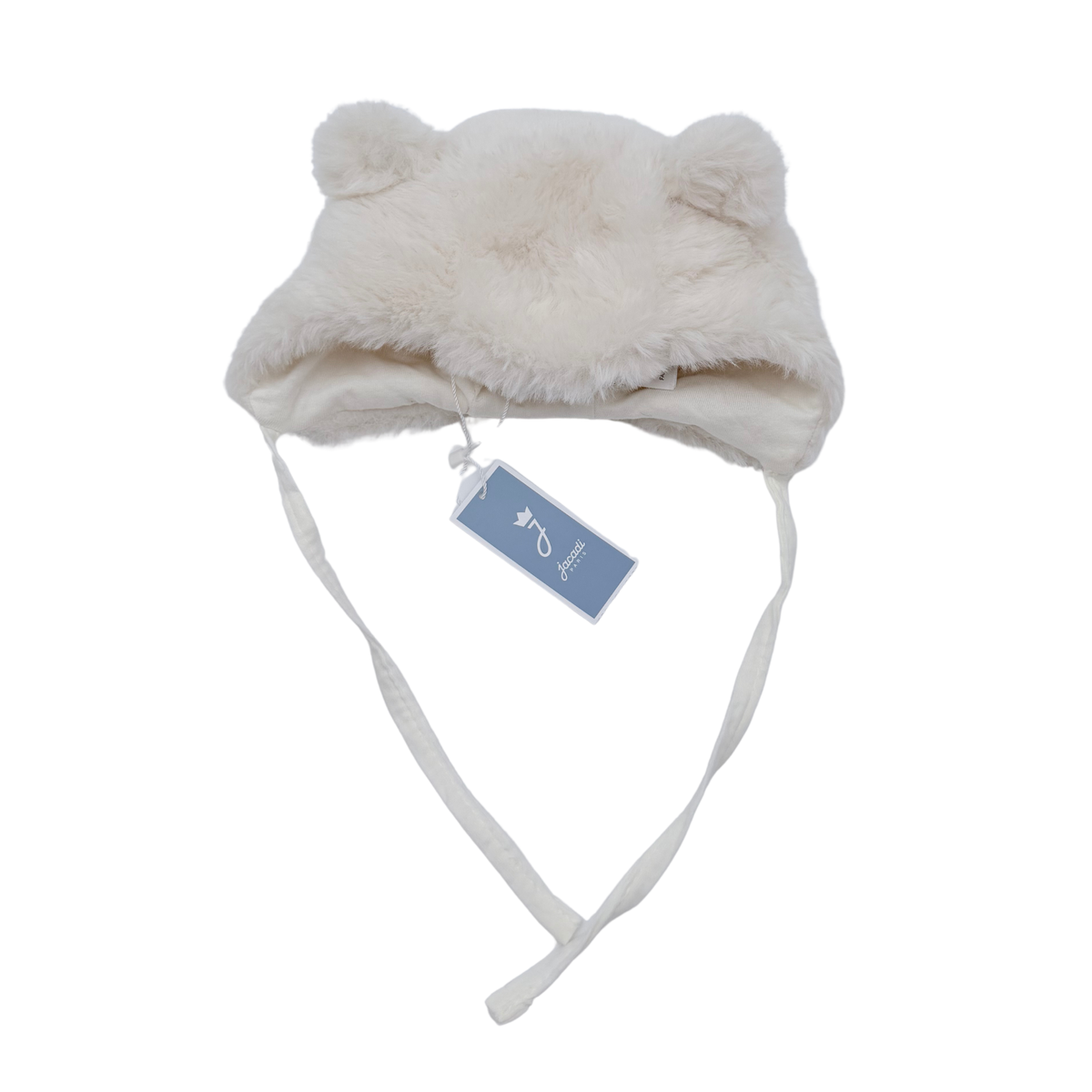 Bonnet bébé écru en fausse fourrure à oreilles - 1 mois
