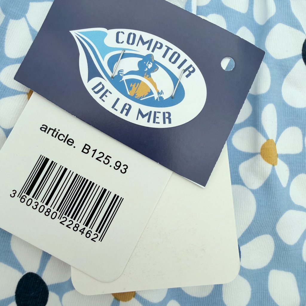 Robe blanche et robe fleurie bleue — 1 mois
