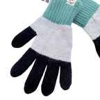 Gants tricolores bleu marine, bleu ciel et vert - 6-10 ans