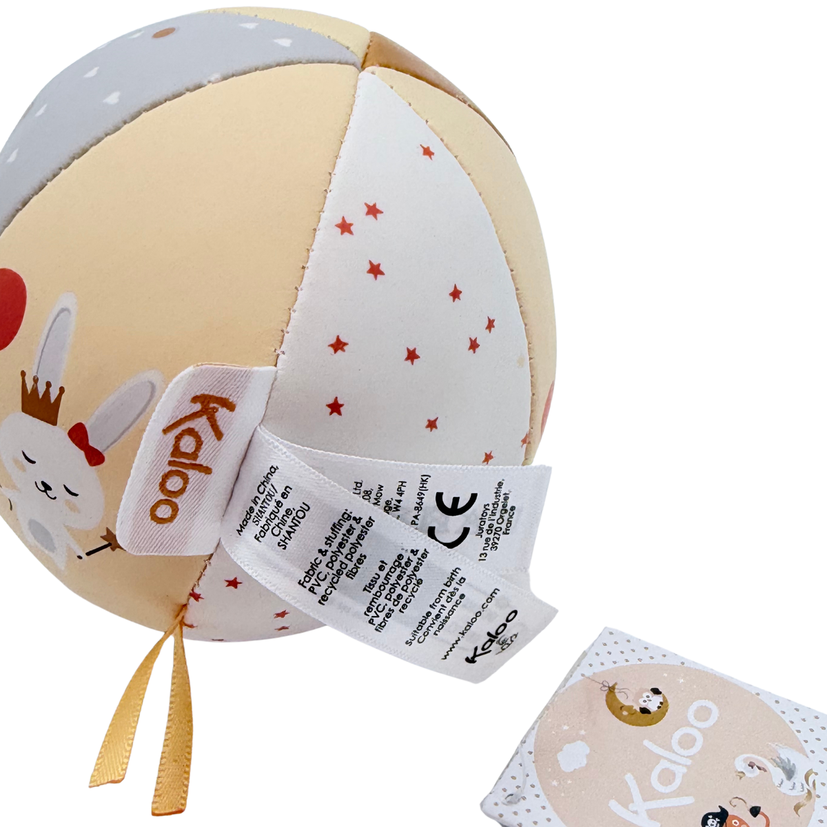 Balle souple bébé multicolore motif lapin – 10 cm