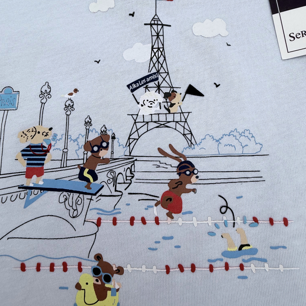 T-shirt bébé bleu clair imprimé Paris — 24 mois